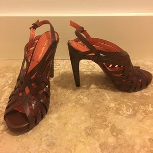 Via Spiga Brown Woven Heels