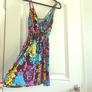 Stretchy cool floral print mini dress