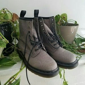 Grey Suede Snakeskin Doc Martens