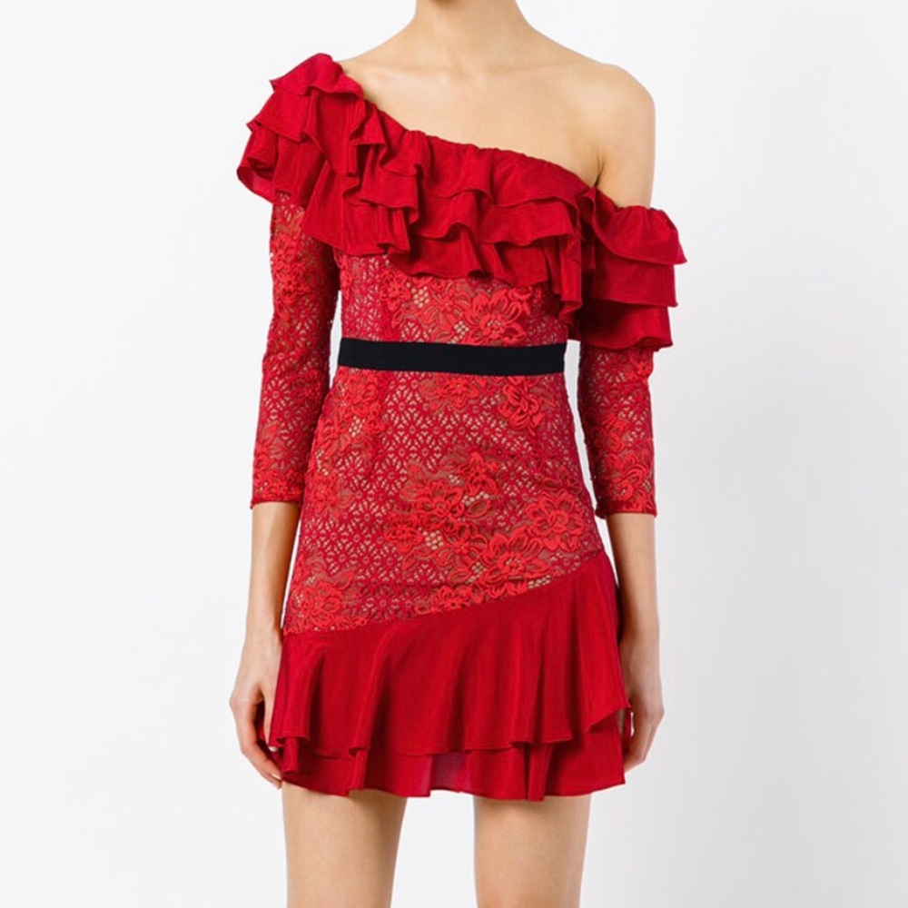 Red off the shoulder dress