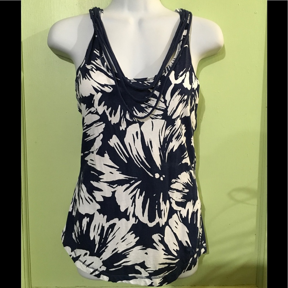 ABERCROMBIE & FITCH - Navy & White Floral Tank