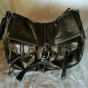 Francesco Biasia metallic brown shoulder bag