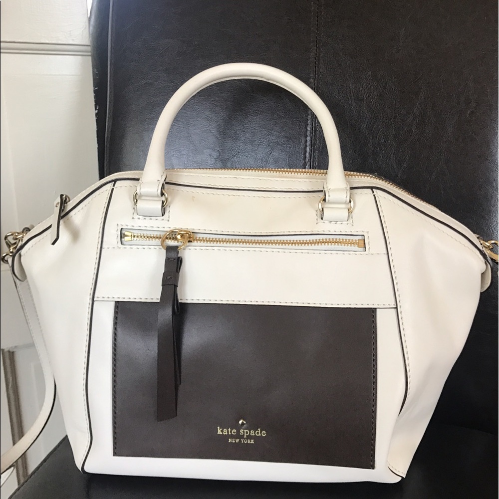 KATE SPADE white tote bag with chestnut detailing