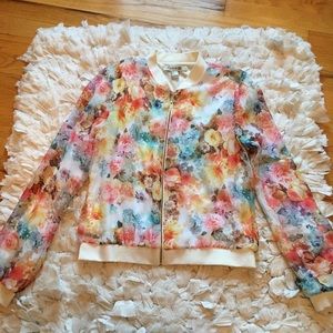 Bright floral bomber