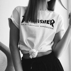 Thrasher T-Shirt (White & Black)