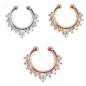 Faux septum nose ring diamond