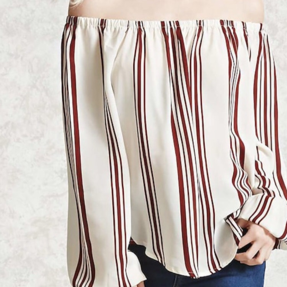 Rust/Cream Off the shoulder blouse