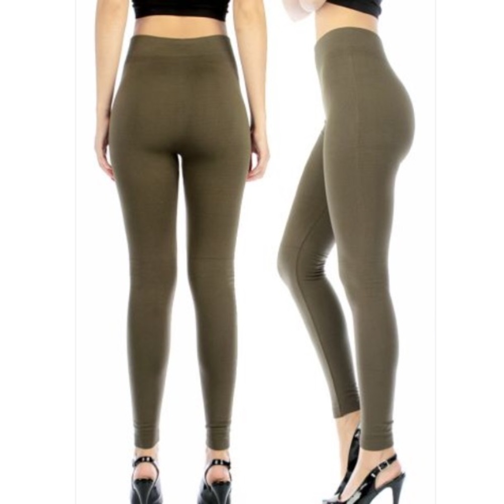 Army green fleece leggings