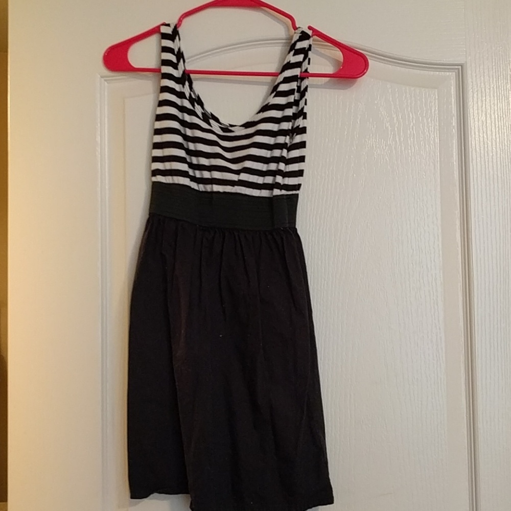Black and White Striped Midi Dress