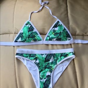 Two piece tropical leaf bikini set