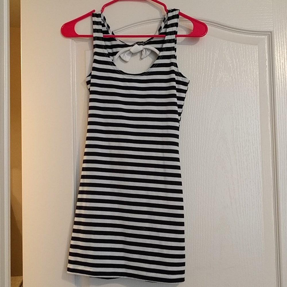 Adorable Nautical Striped Bow Back Dress