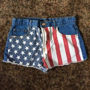 High waisted American flag shorts
