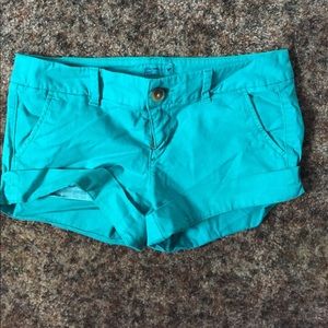 Turquoise colored shorts