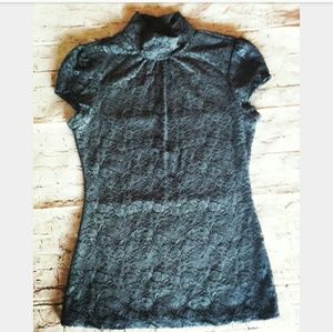 Express Gray Lace Top