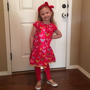 Happy by Pink Chicken Dress-red w/bow print
