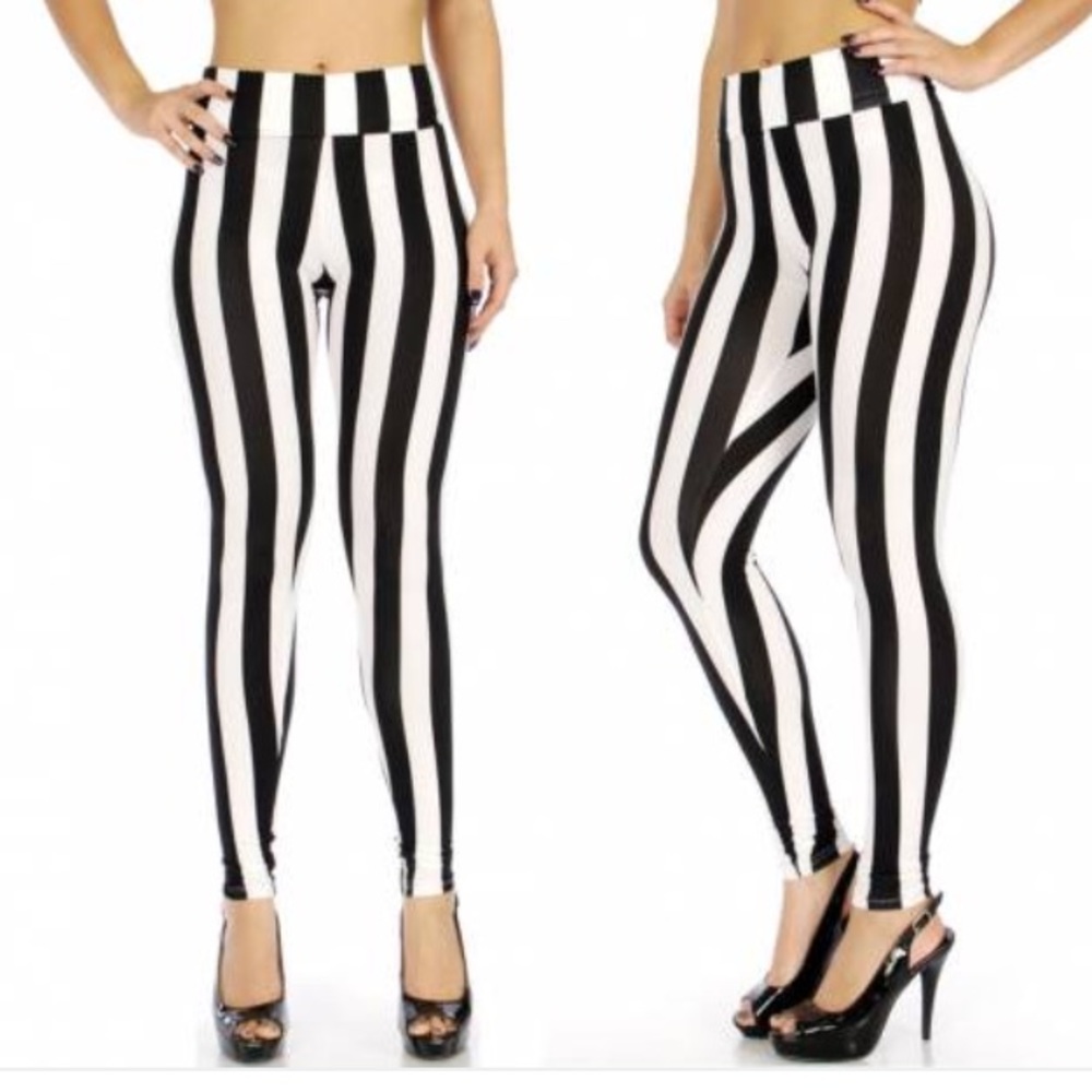 High wasted wide stripe leggings