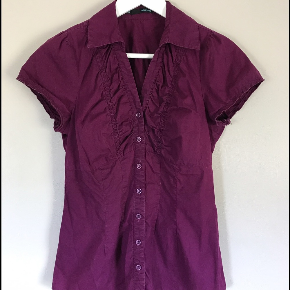 Button up blouse with ruching detail