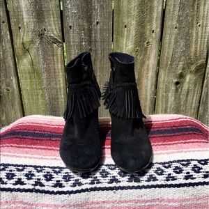 Suede Fringe Booties