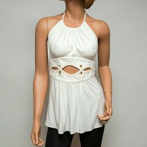 Ingwa Melero White Jersey Sailor Halter Top