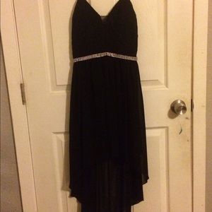 Black high low dress with lace