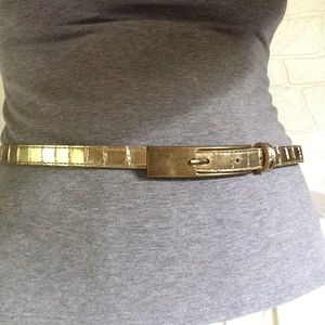Metallic Gold Belt Vintage Retro Thin Vegan Medium