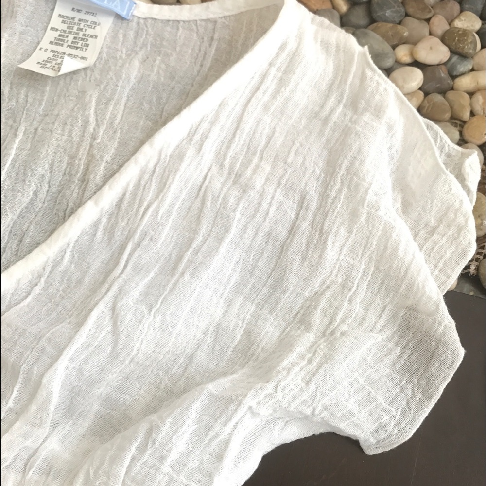 Anthropologie White Smocked Butterfly SS Midriff Crop Top XS/S NWT Cottagecore - Picture 7 of 7