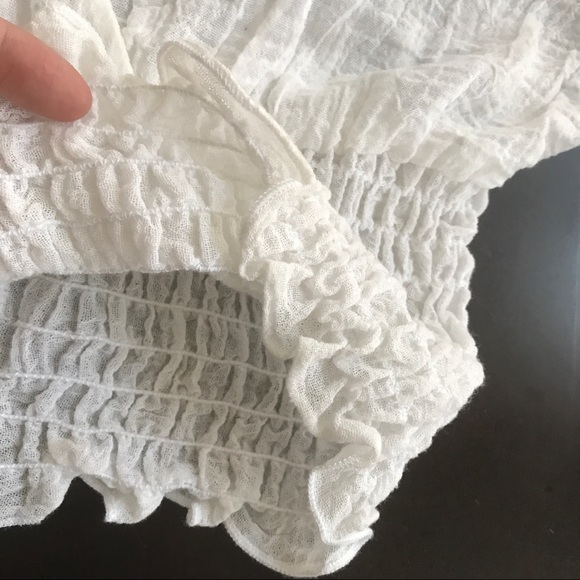 Anthropologie White Smocked Butterfly SS Midriff Crop Top XS/S NWT Cottagecore - Picture 6 of 7