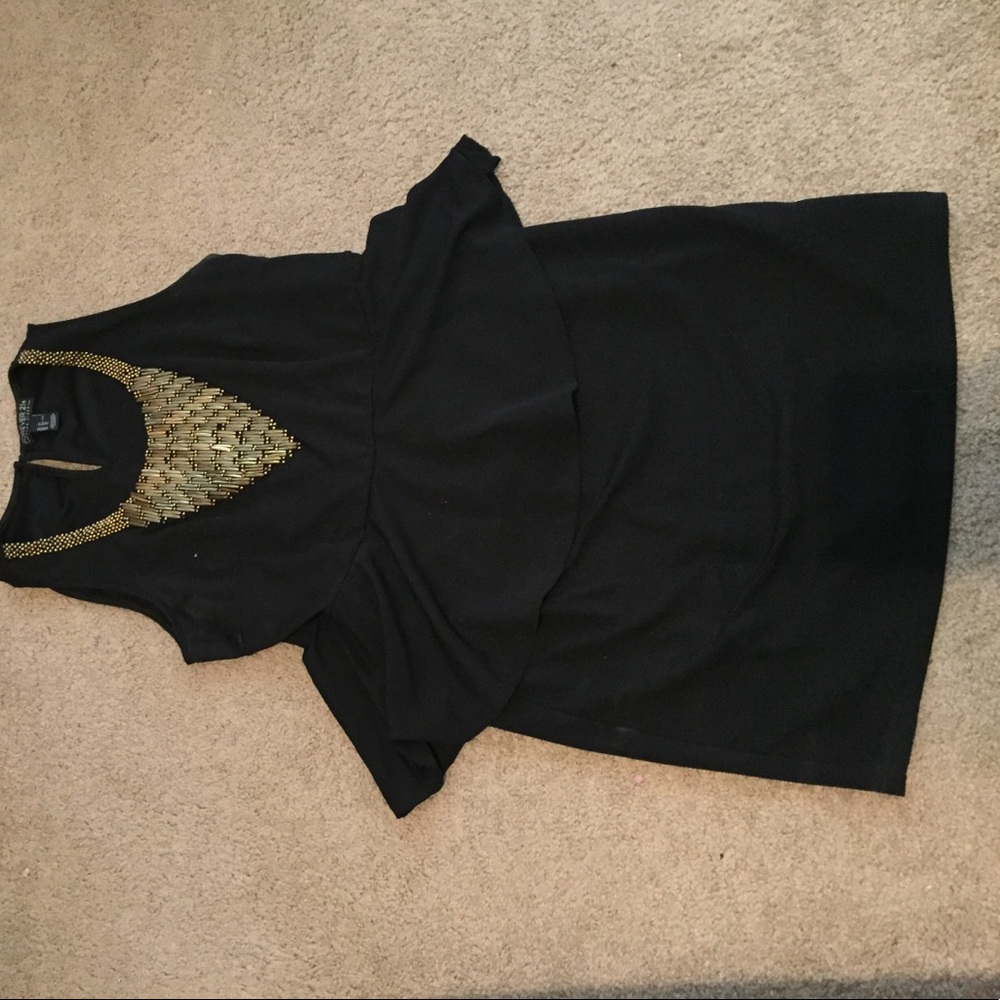 Forever 21 Black and Gold Peplum dress 2XL