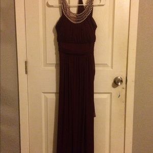 Burgundy and pearl formal dress
