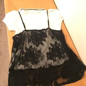 Xhilaration 90s style tee with layered lace cami