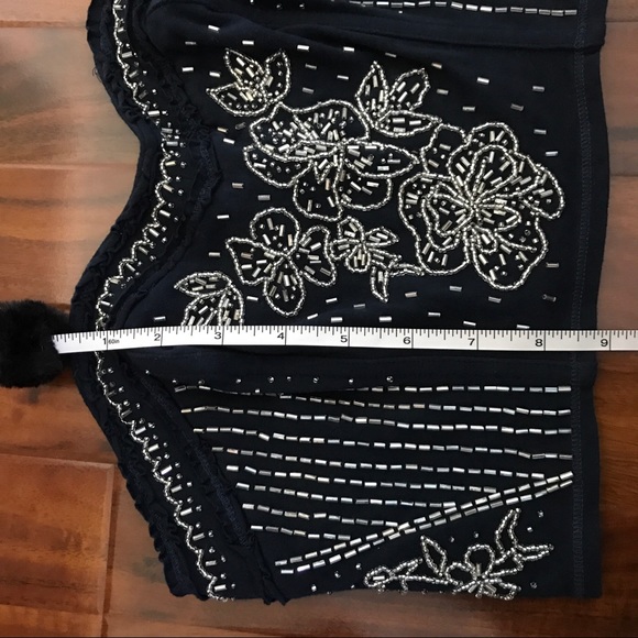 Abercrombie & Fitch Beaded Flow Navy Blue Crop Top - Picture 6 of 6