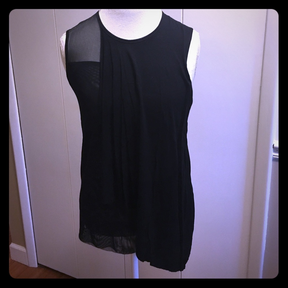 Black sleeveless asymmetrical top