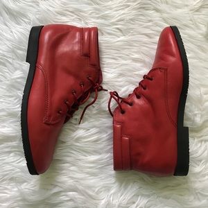 90s Red leather boots