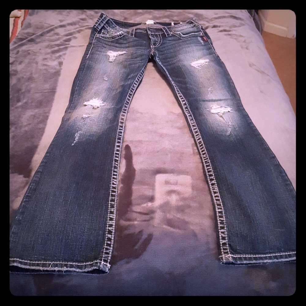 Silver bootcut jeans 28 distressed