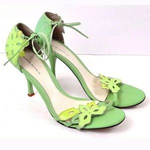 Banana Republic Heels 9 Green Floral Strappy Ankle