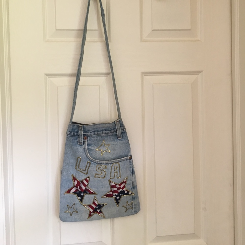 Blue jean Patriotic cross body bag