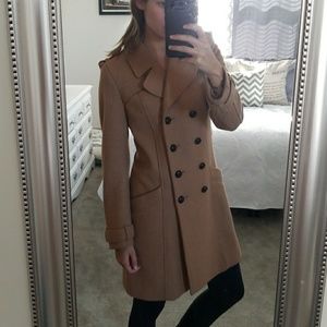 **SOLD*****H&M sz 4 Long Wool Trench Coat Peacoat