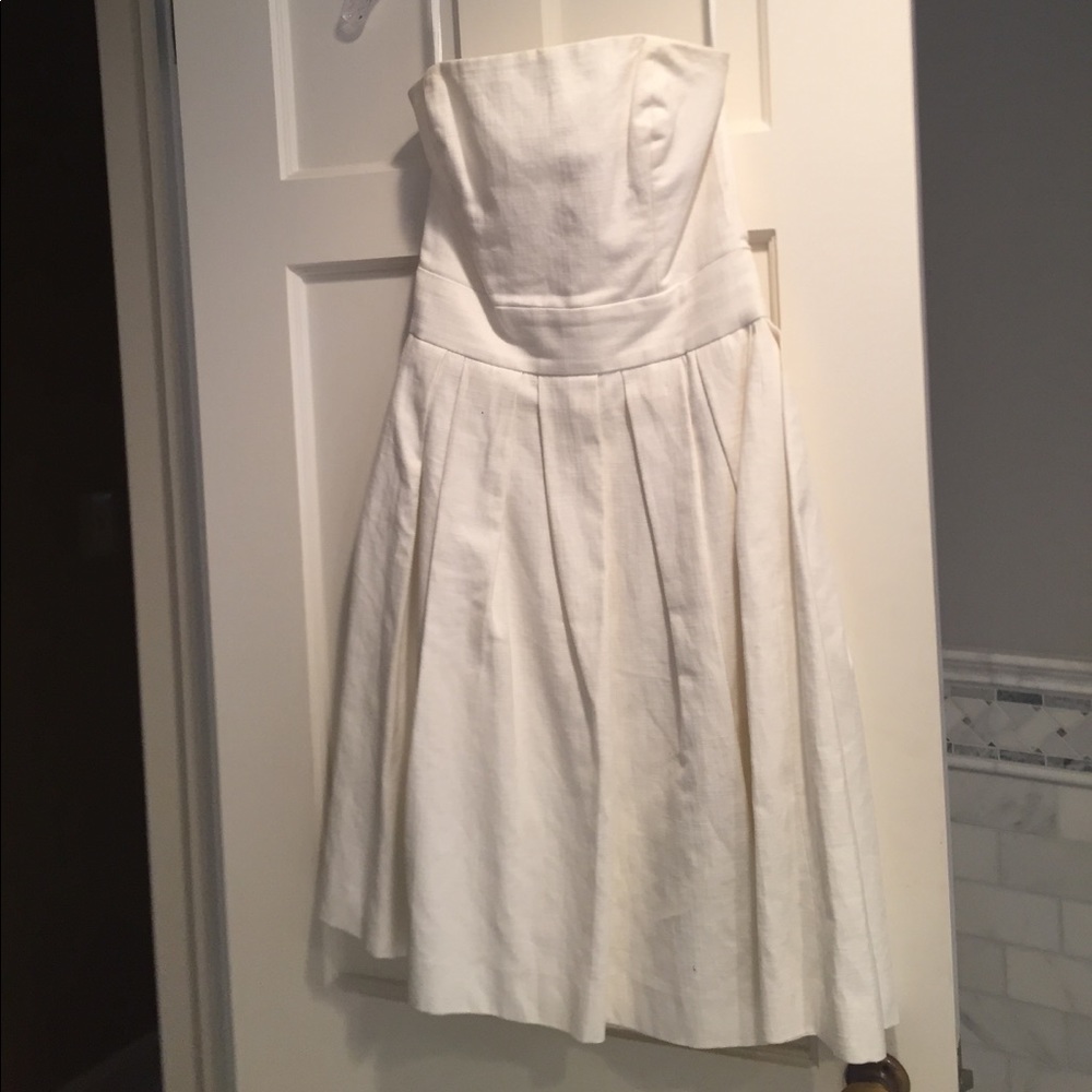 White strapless French connection dress
