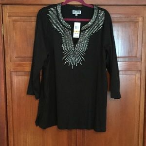 Women's Black 3/4 Sleeve Top