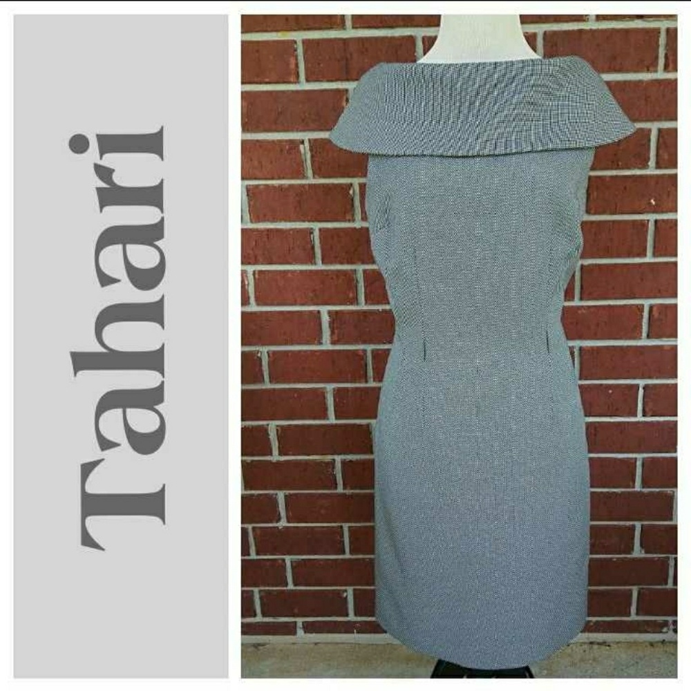 TAHARI boat neck dress