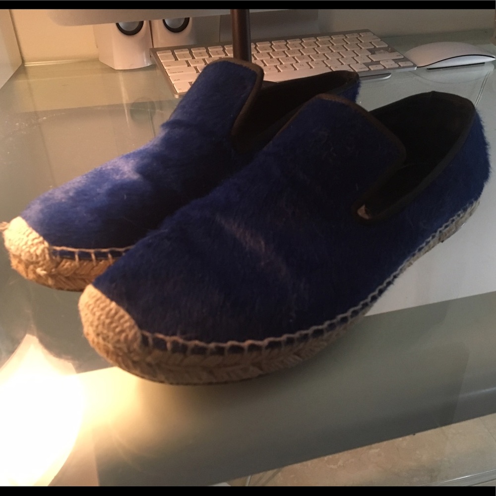 CÉLINE Blue Ponyhair Espadrille Flats