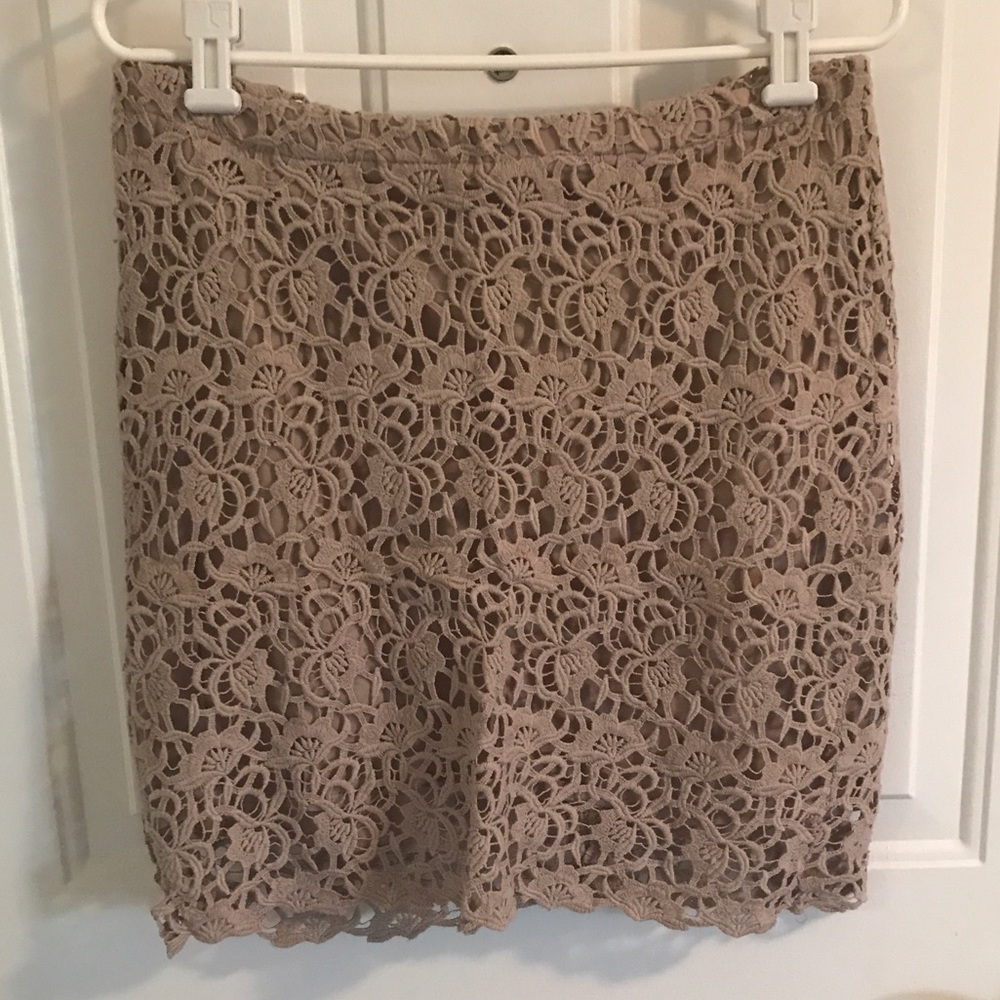 Tan Lace Pencil Skirt