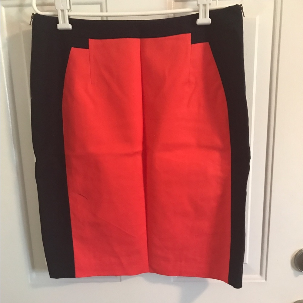 Orange & Navy Pencil Skirt