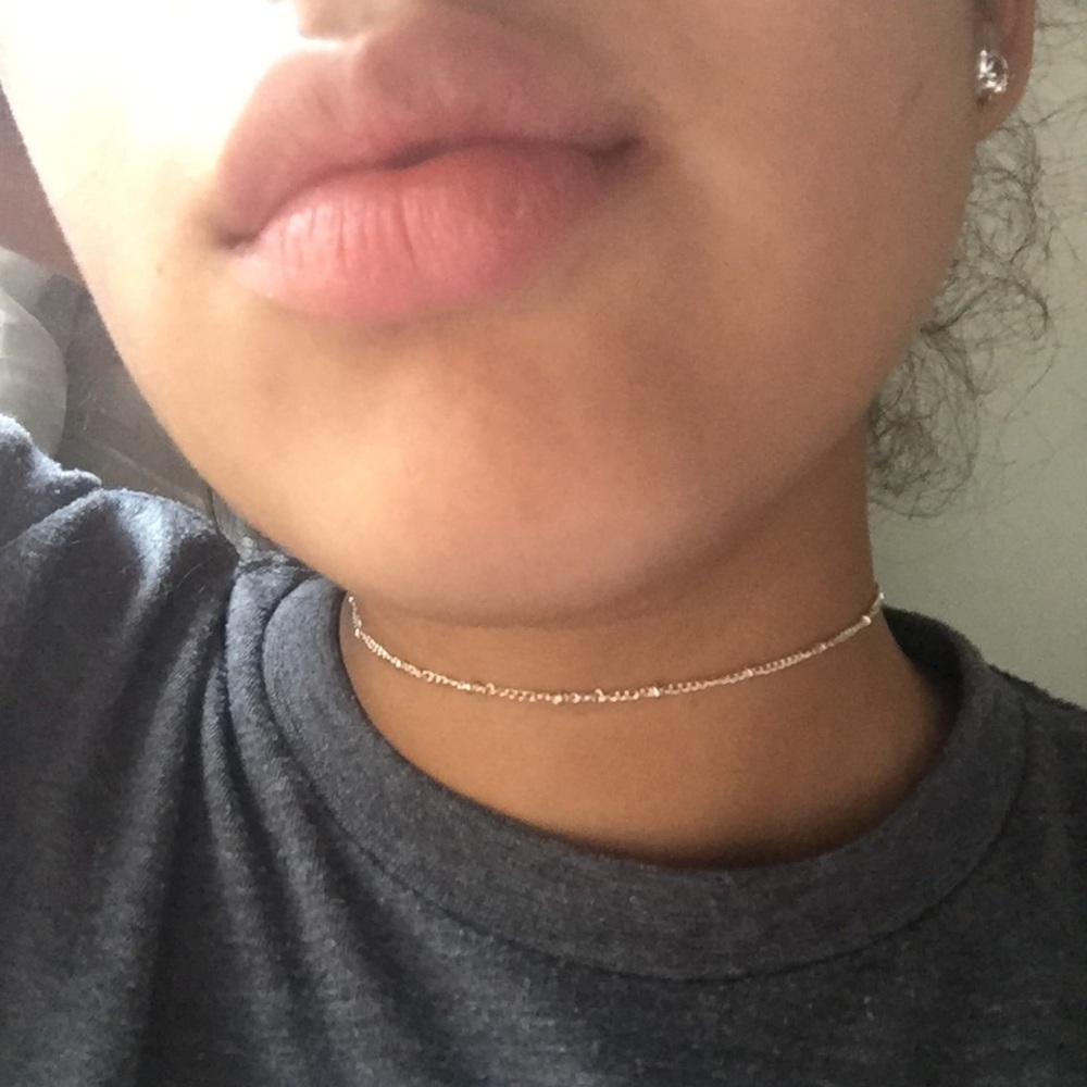 Silver chain dainty beads choker