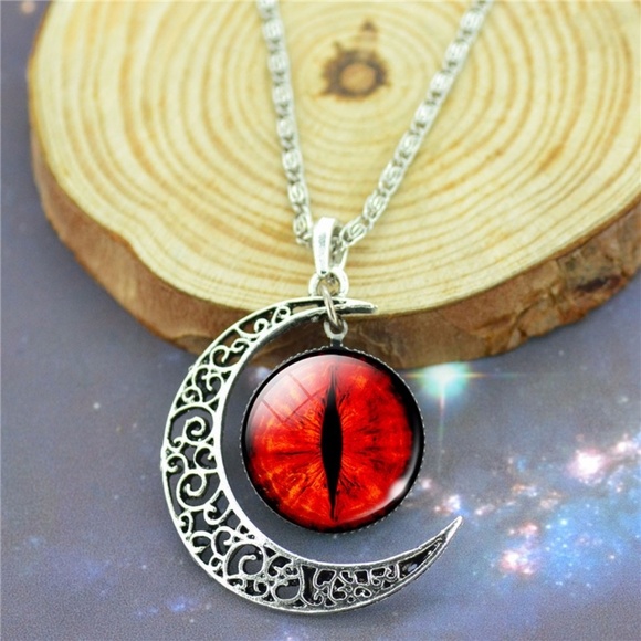 3/$30 Evil Eye Moon Shaped Necklace Halloween - Picture 2 of 4