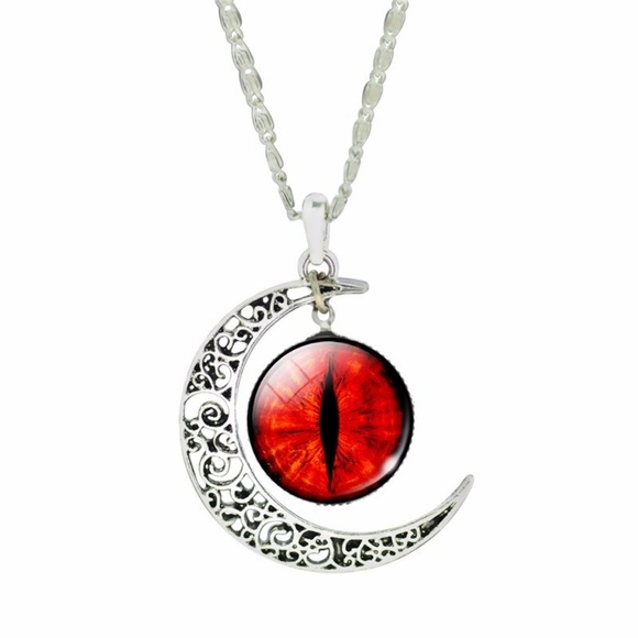 3/$30 Evil Eye Moon Shaped Necklace Halloween - Picture 3 of 4