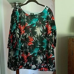 Multicolor leaf print top
