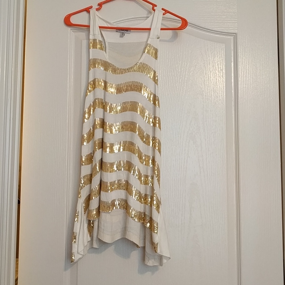 Bebe Gold Sequin Tunic Top