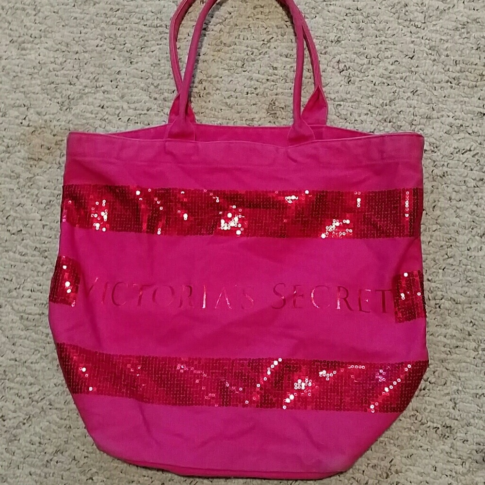 Pink sequin Victoria's secret tote