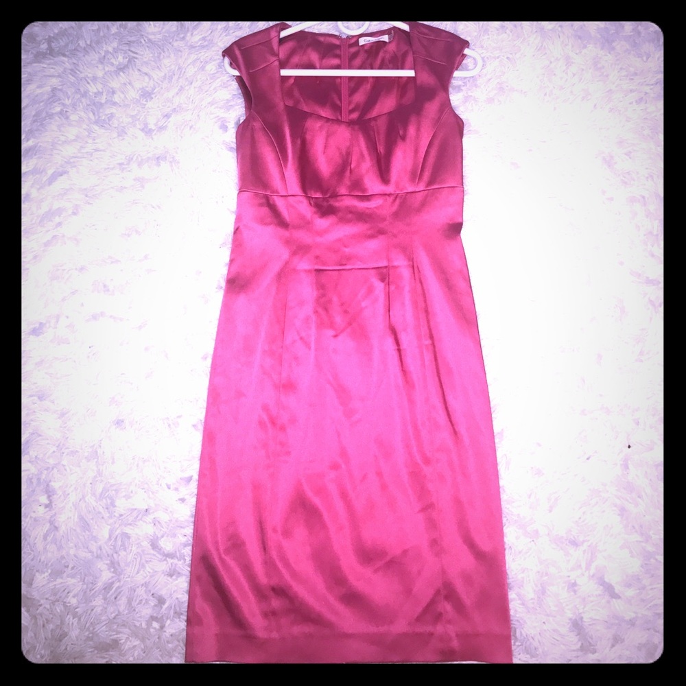 Calvin Klein Satin Cap Sleeved Sheath Dress. Sz 2!